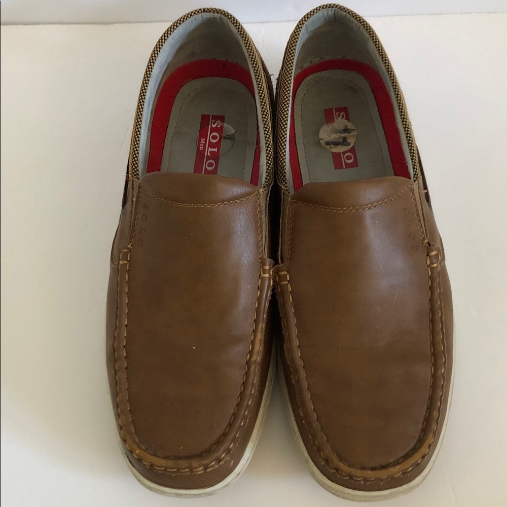 solo Men's Tan Slip-On Leather Loafers